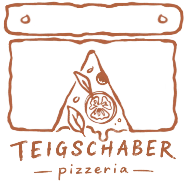Teigschaber Pizzeria — handgezeichnetes Logo